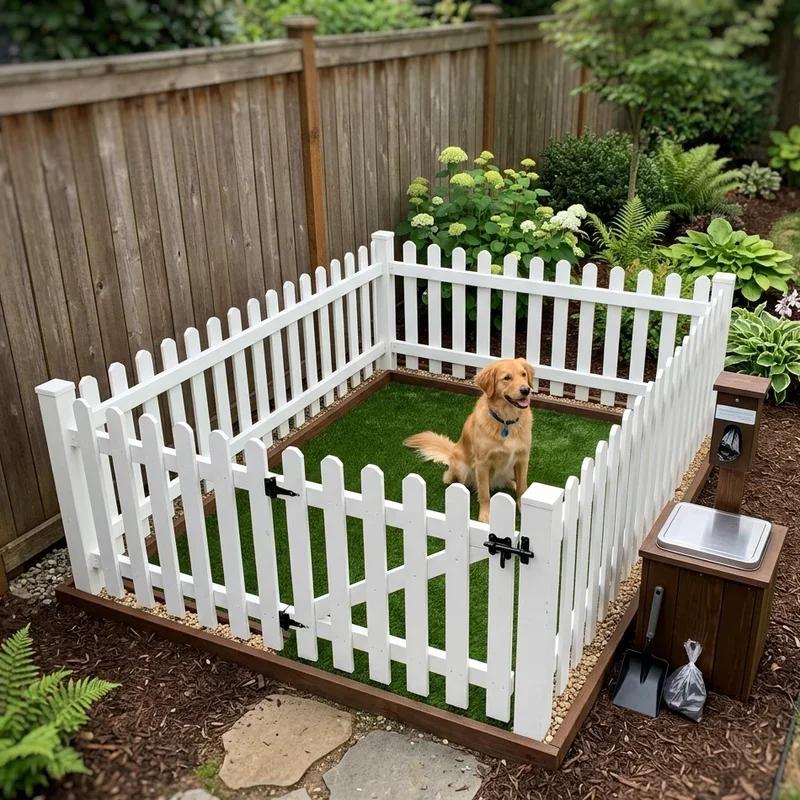 Senior dog using safe outdoor potty area