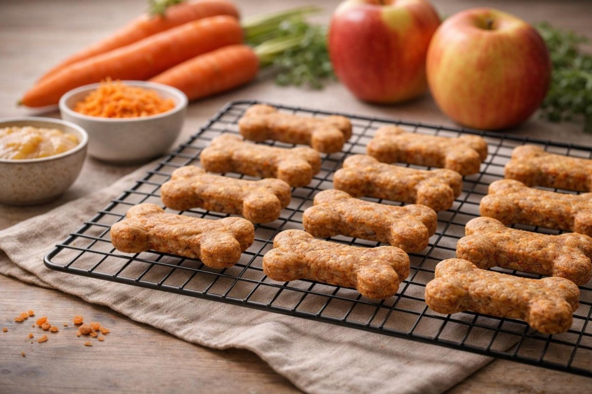 Apple carrot crunchy dog biscuits