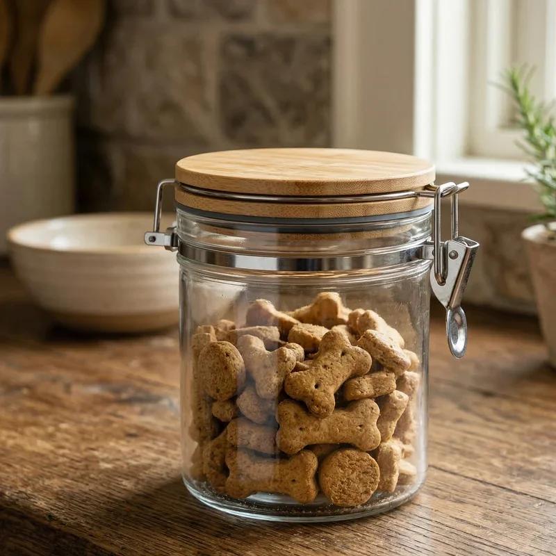 Stored homemade dog biscuits