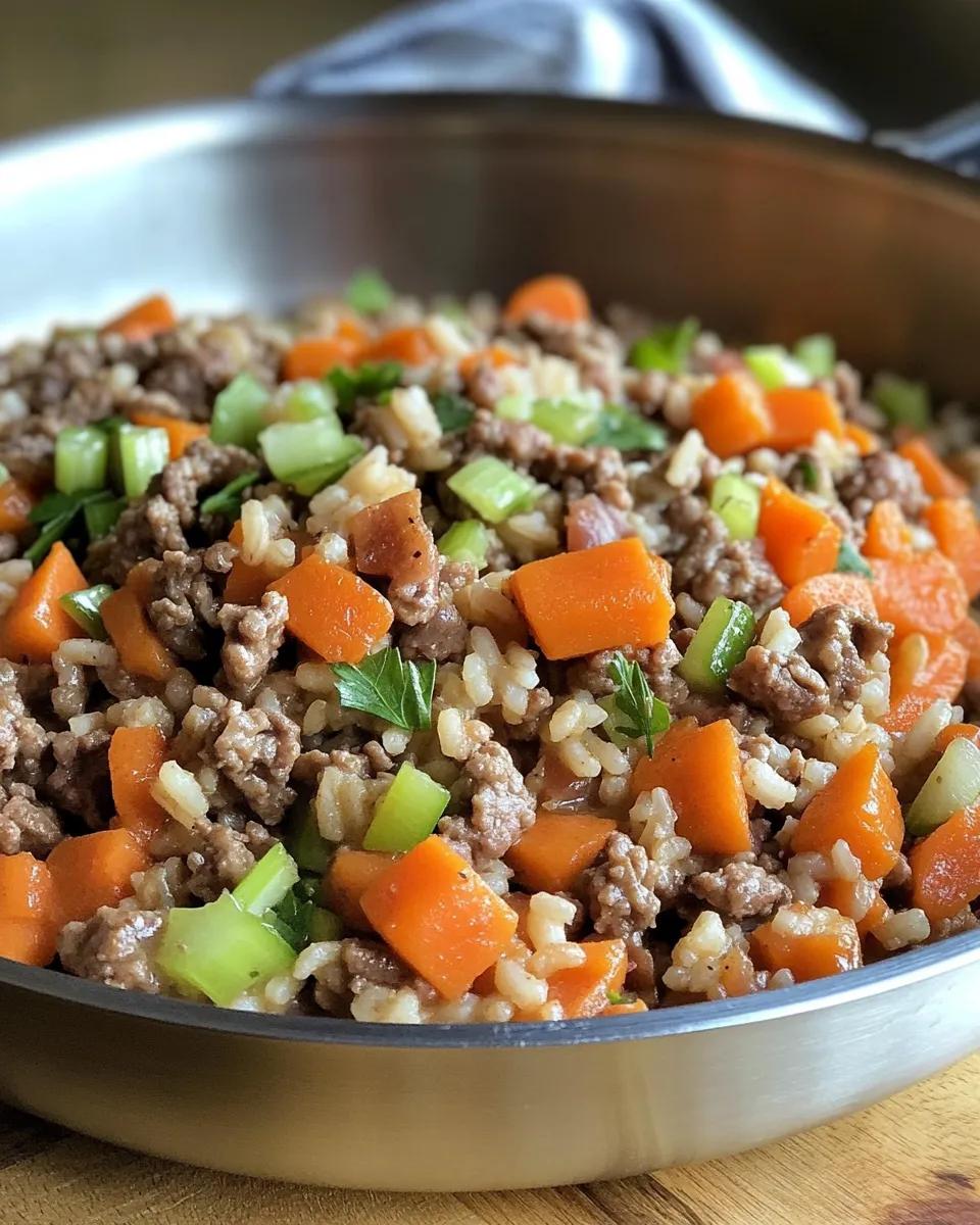 Beef brown rice and carrots for dogs
