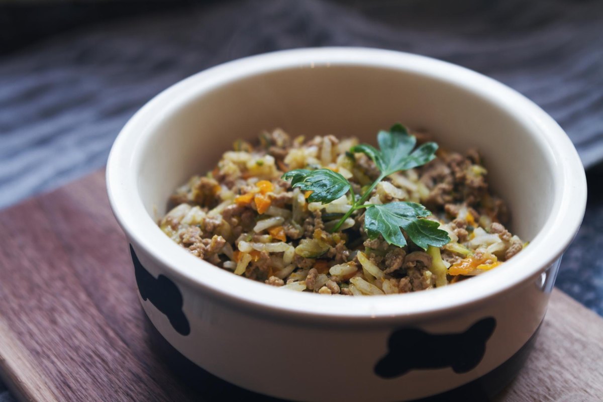Beef rice and parsley dog food