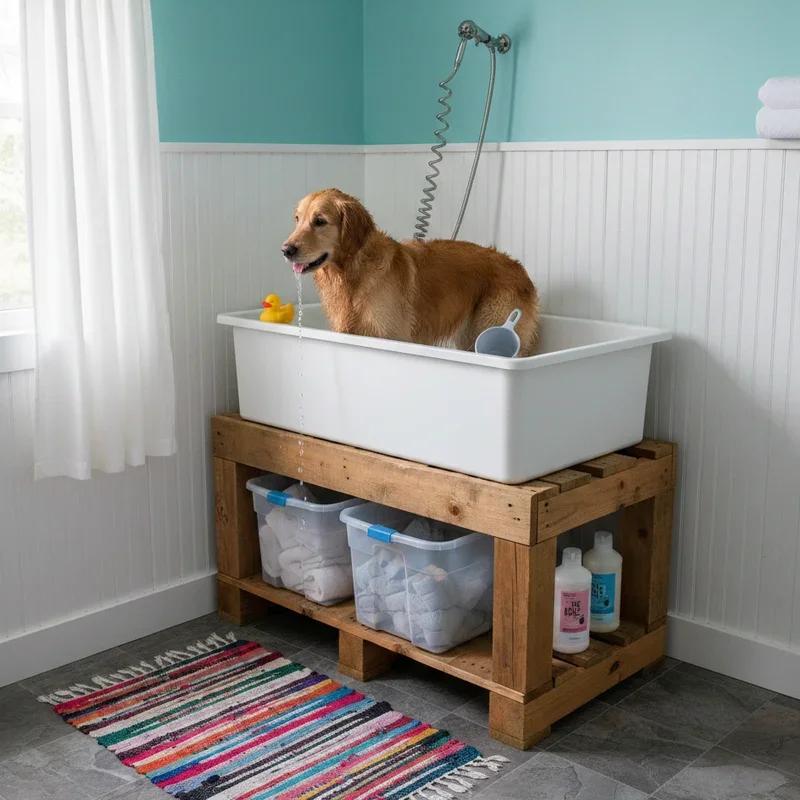 Budget dog bath station idea