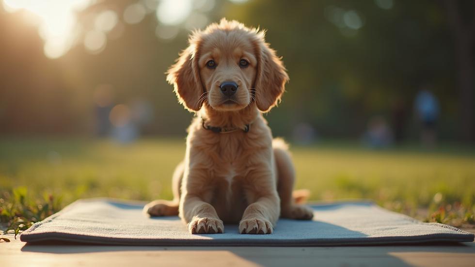 Puppy resting on calm mat
