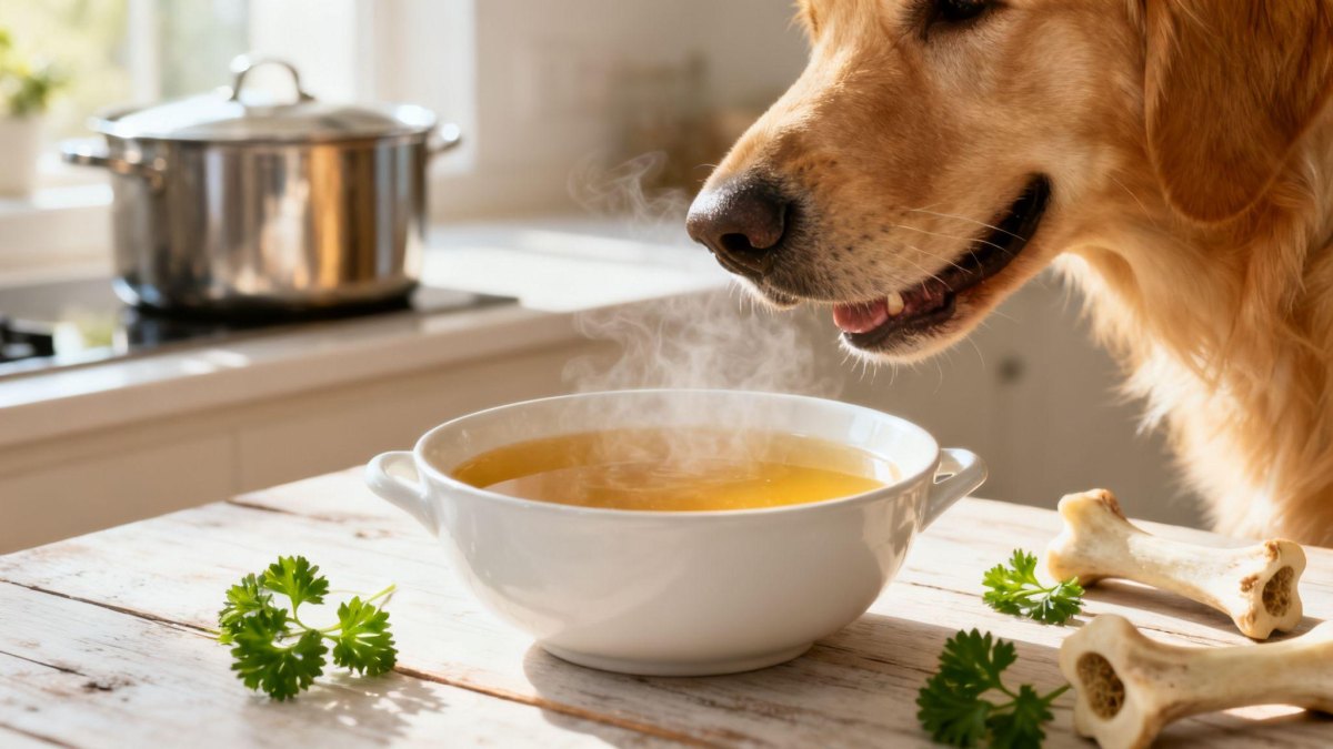 Safe bone broth bowl for dogs