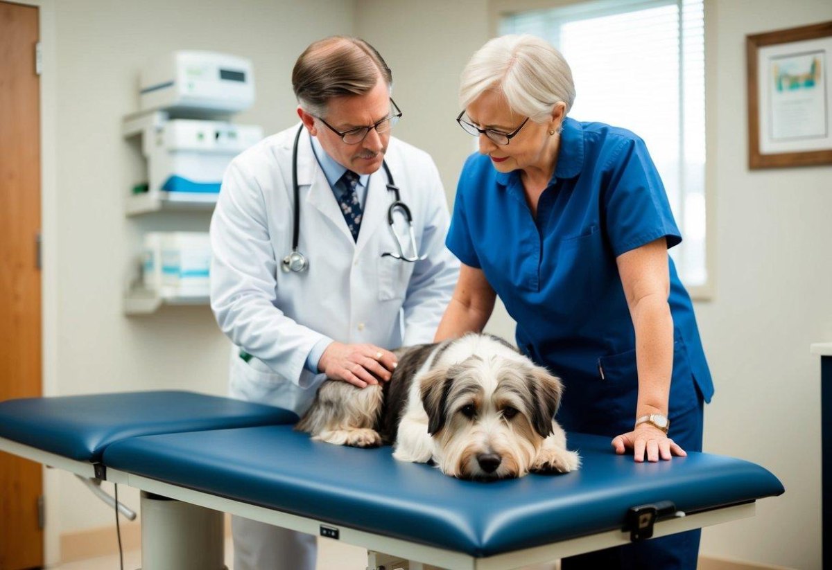 Senior dog receiving veterinary care