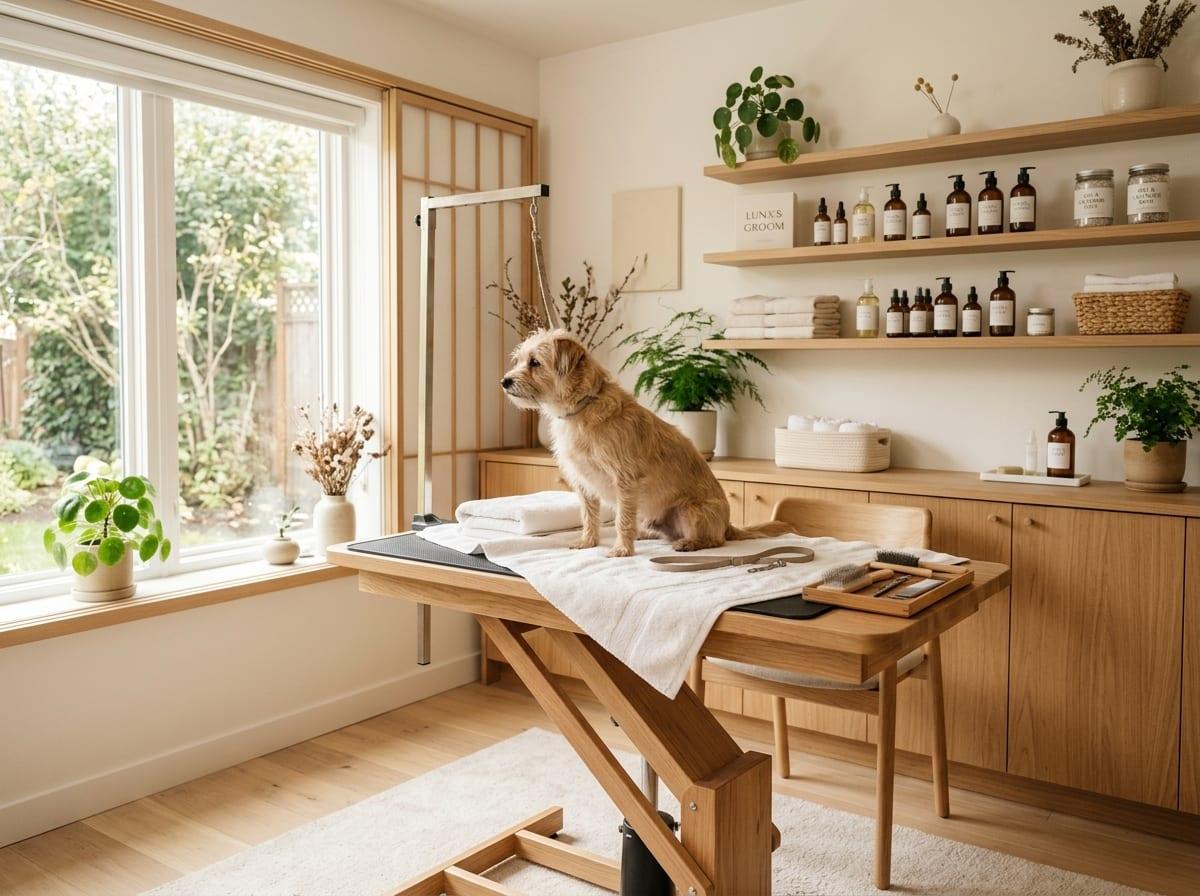 Cosy home dog grooming nook