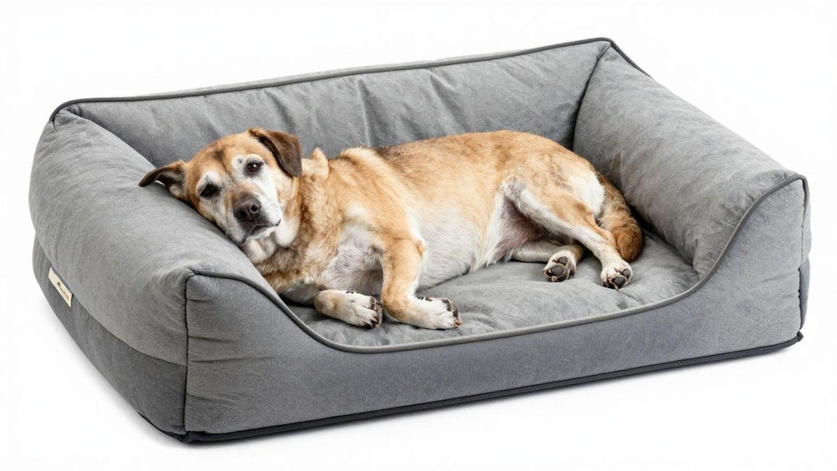 Senior dog resting on waterproof pet bed