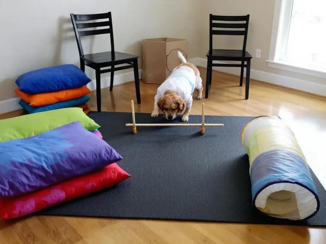 DIY dog agility course indoors