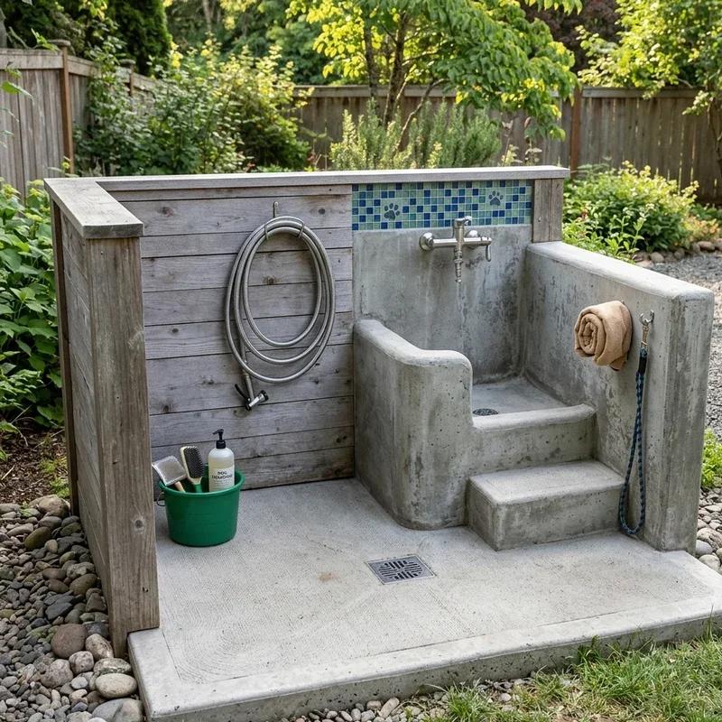 DIY concrete dog wash basin