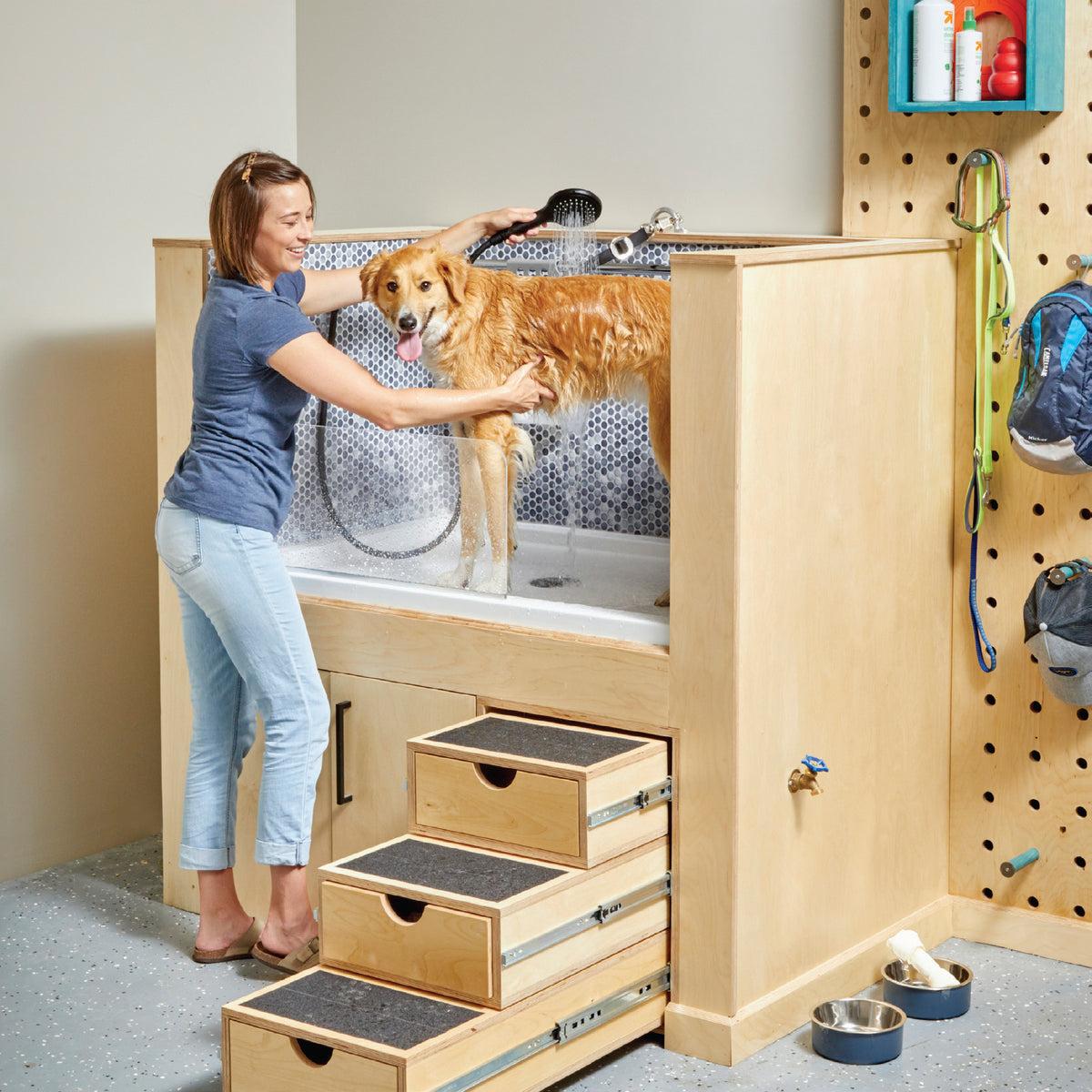 DIY dog wash feeding station project