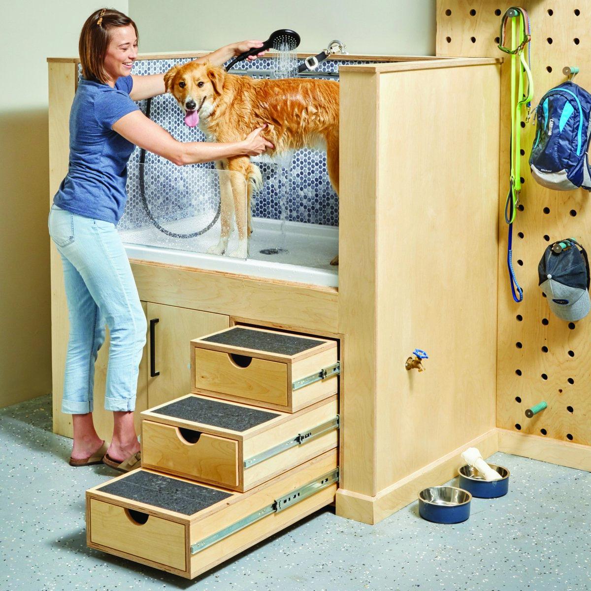 Wooden DIY dog bath station