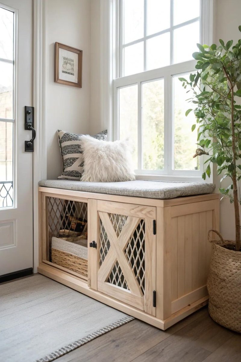 Dog crate bench seating furniture