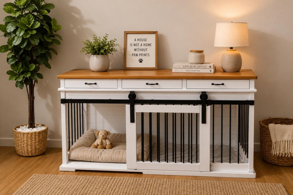 Dog crate console table concept
