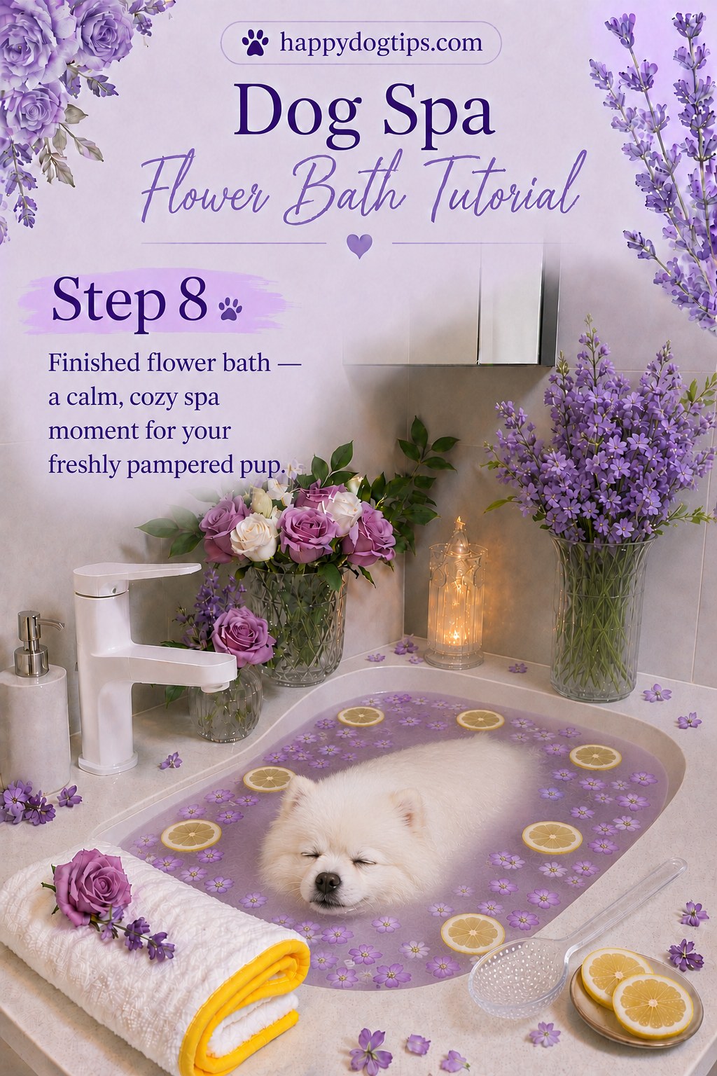 A Dog Spa Bath With Flowers - My Sink - Side Routine