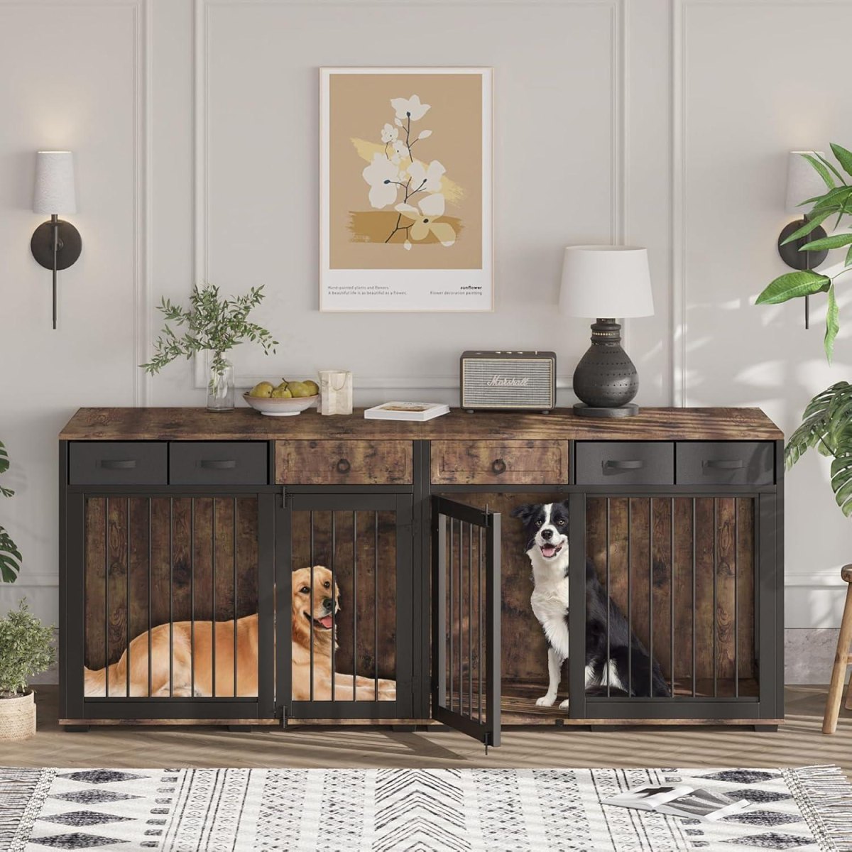 Double dog crate furniture design