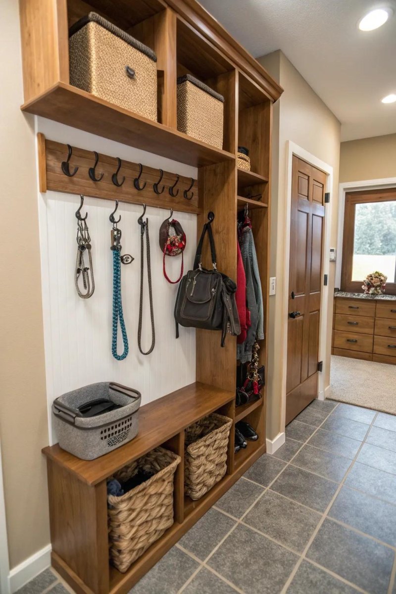 Entryway station with dog storage