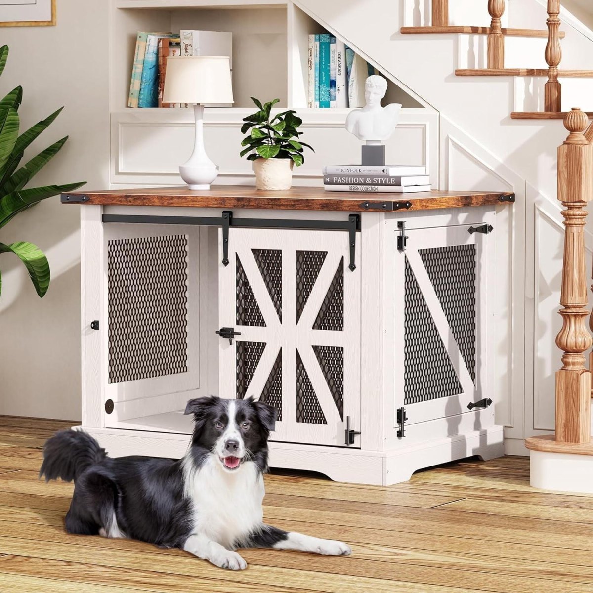 Farmhouse dog crate furniture