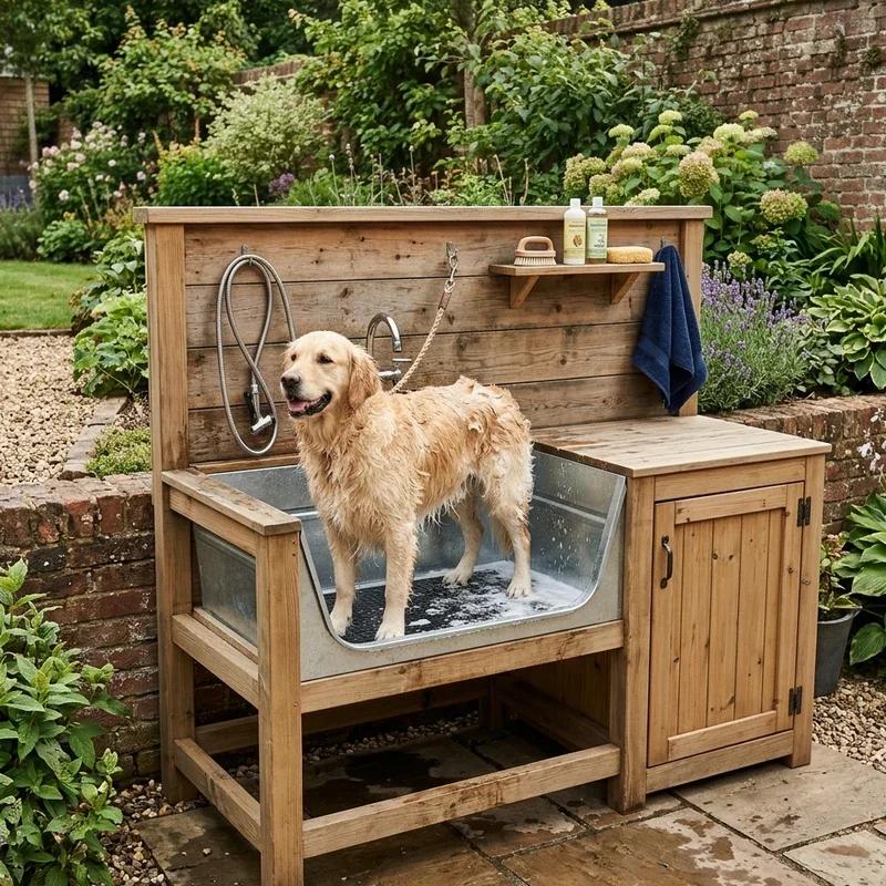 Farmhouse style dog wash station