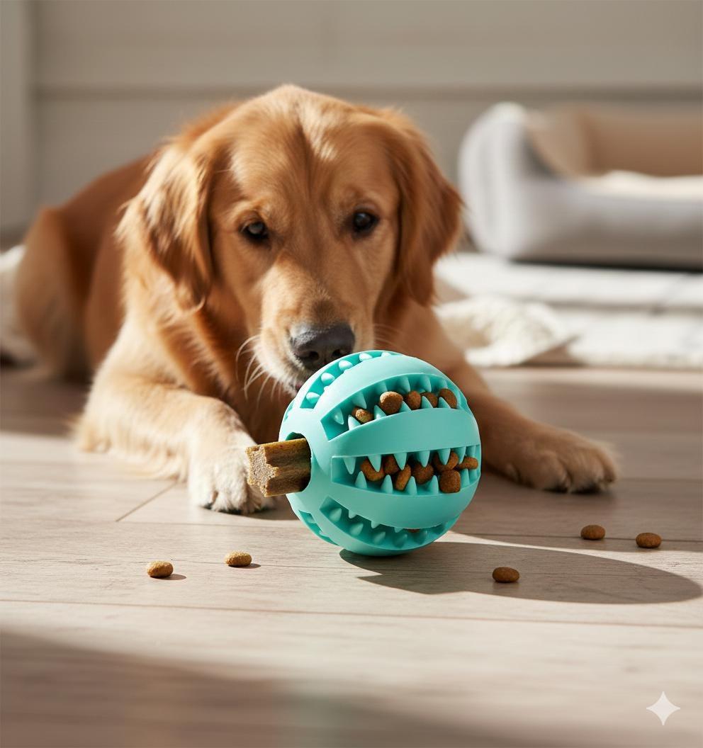 Dog playing treat ball