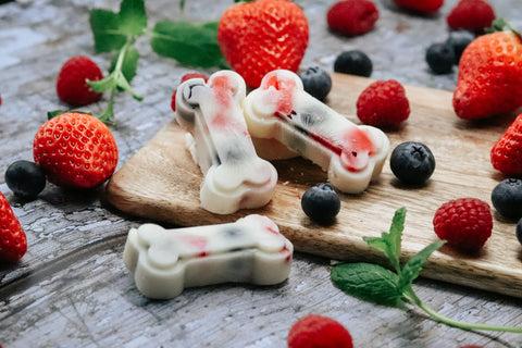 Frozen yogurt treats with berries for dogs