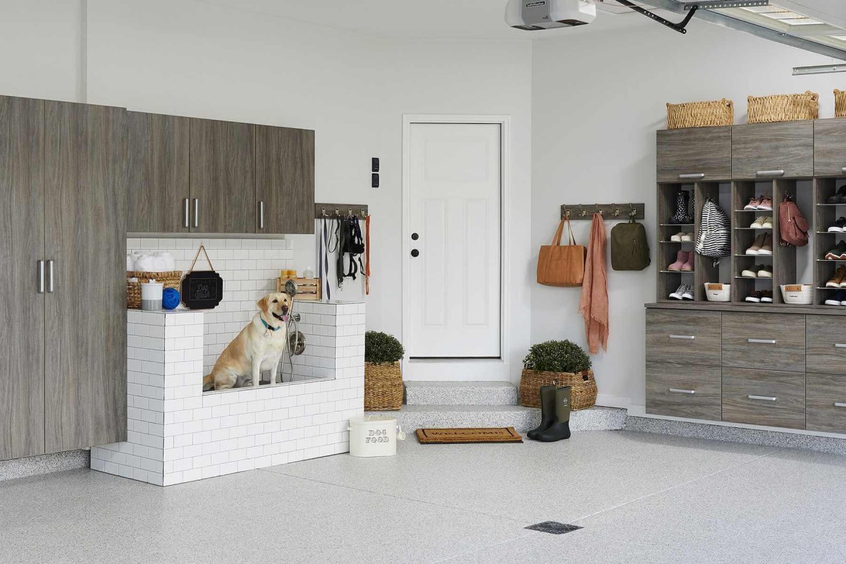 Garage dog wash station setup