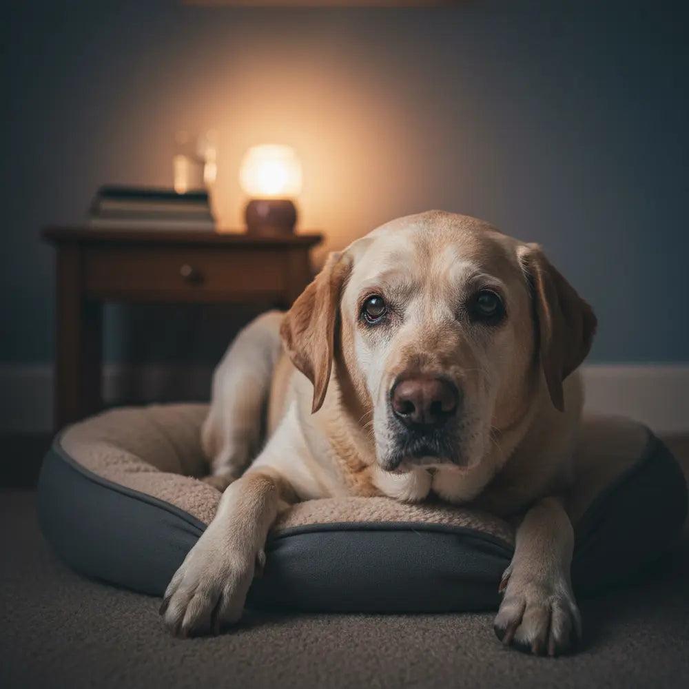 Warm lighting in senior dog home area