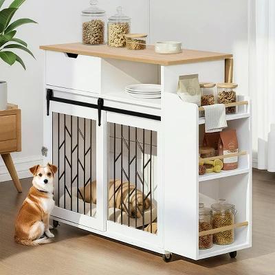 Hidden dog crate furniture solution