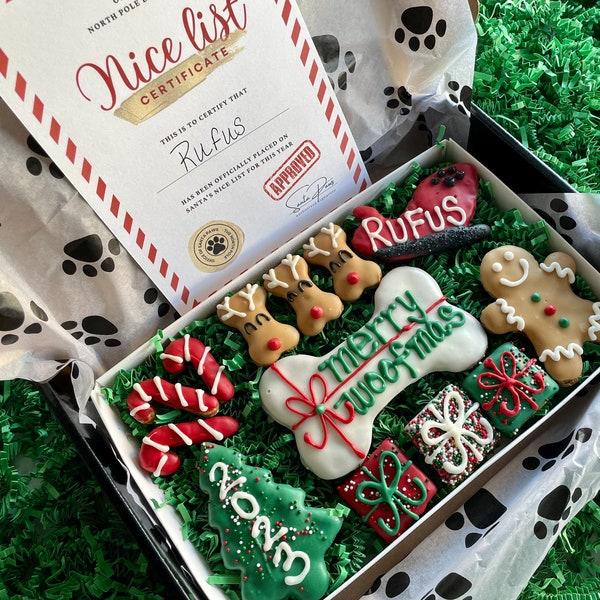 Holiday themed dog treats gift