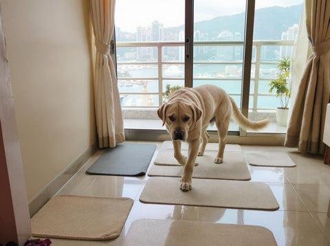 Senior dog walking on non slip mat