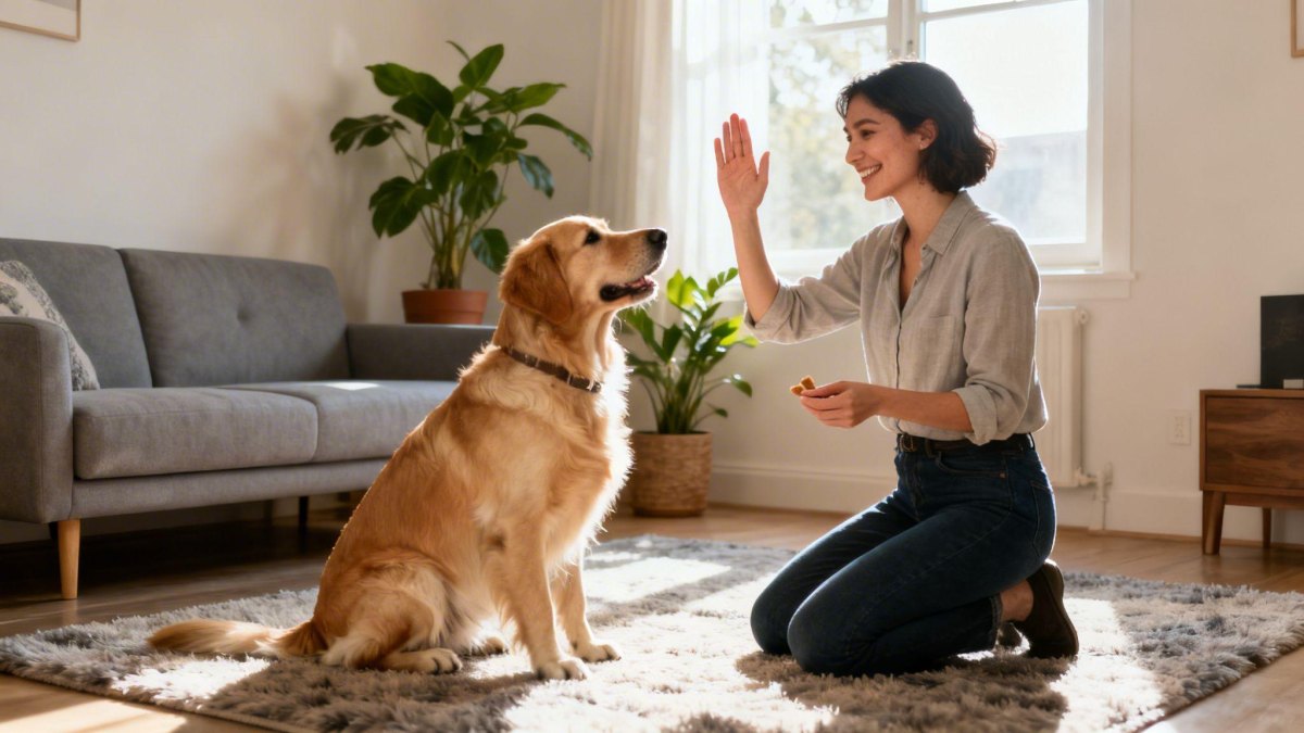 Dog enjoying interactive game indoors