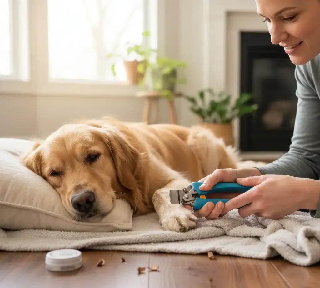 Calm dog during regular nail care
