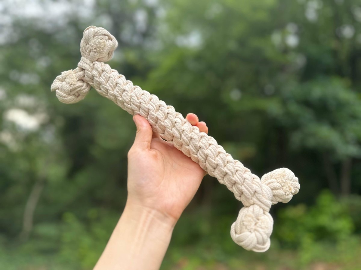 Knotted rope bone toy