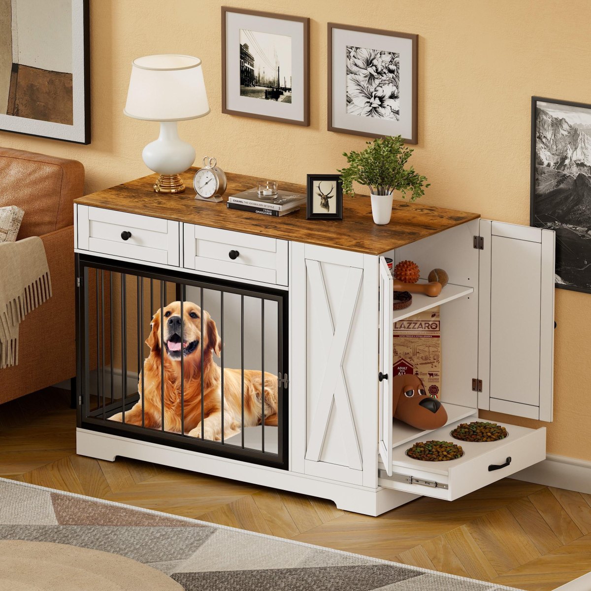 Luxury dog crate storage furniture