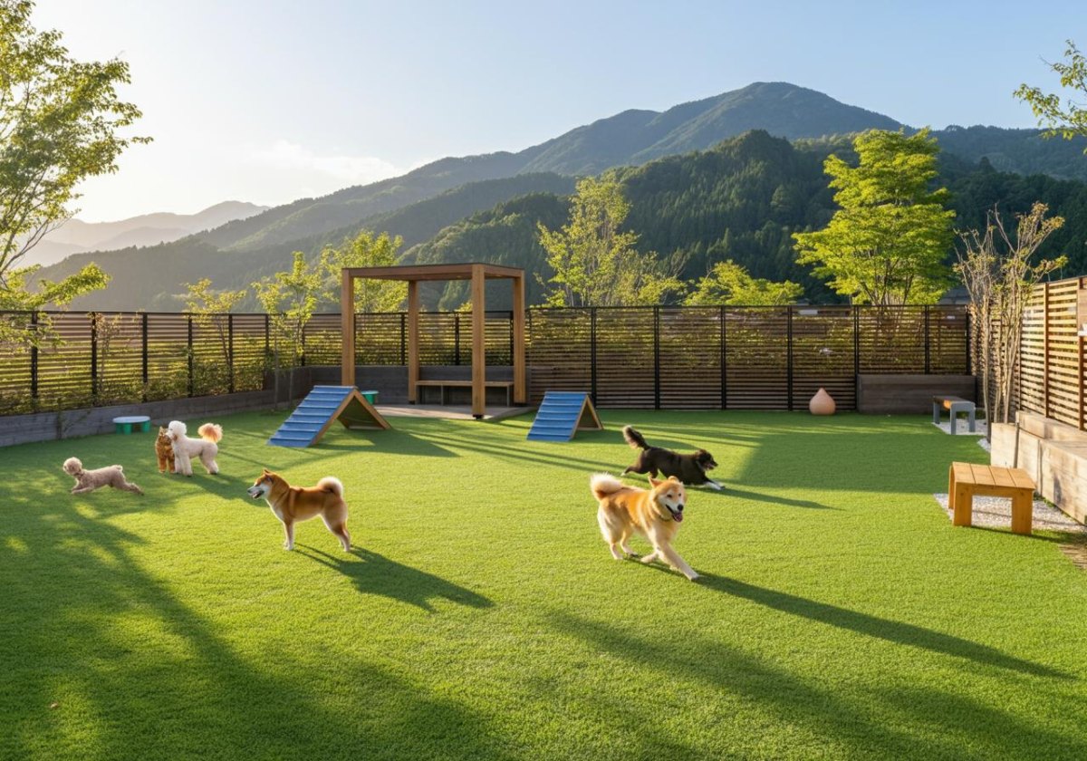 Luxury dog retreat exercise area