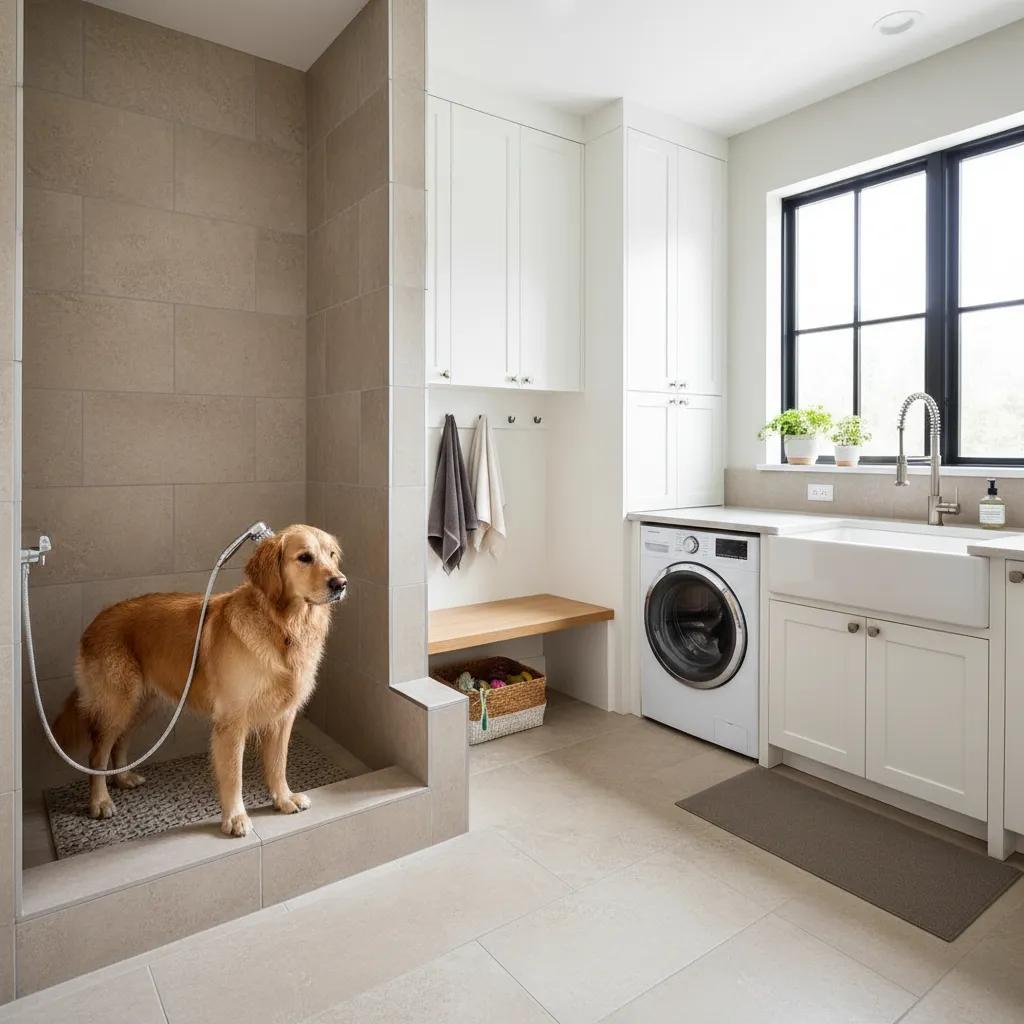 Minimalist dog bath design