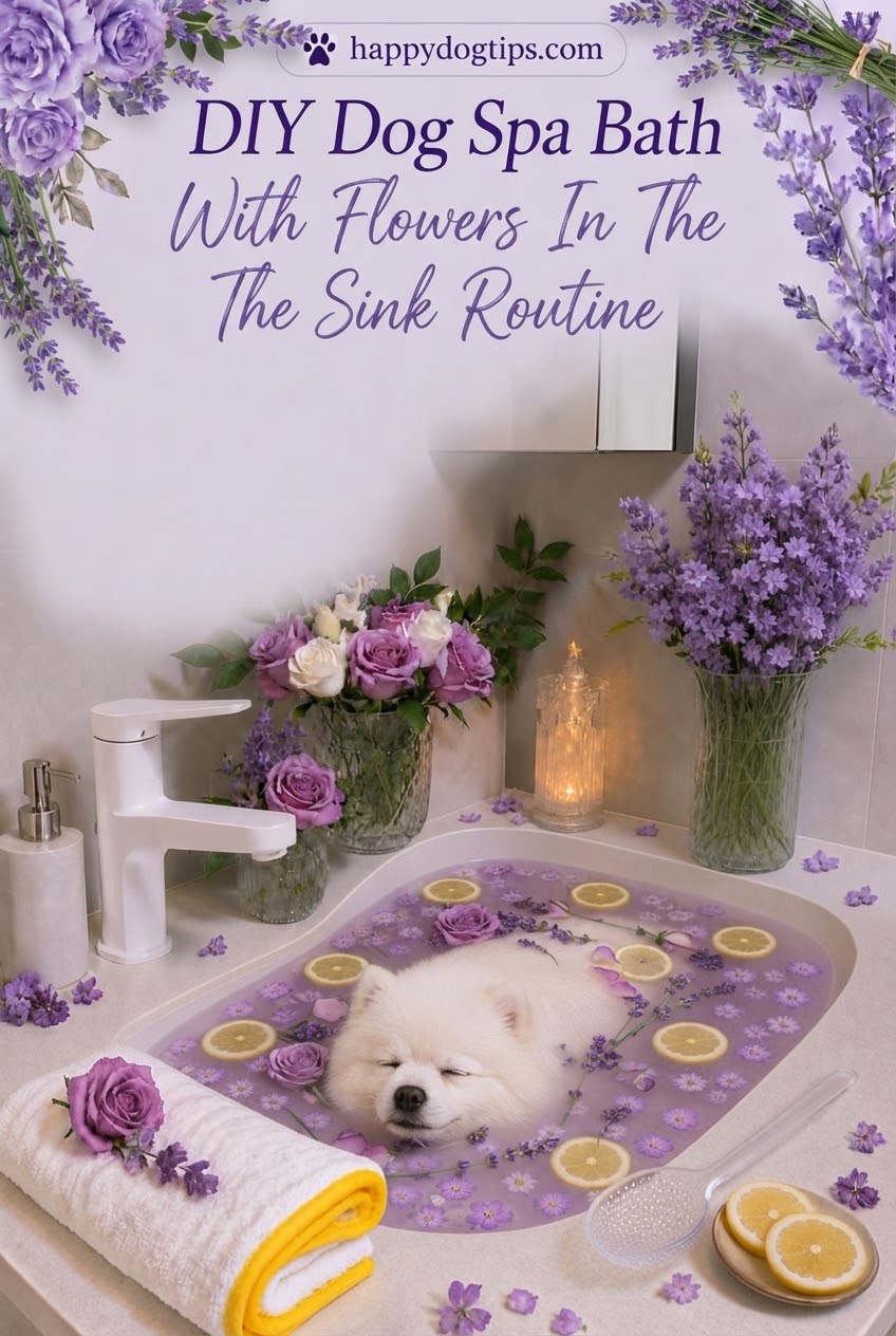 DIY Dog Spa Bath With Flowers In The Sink Routine