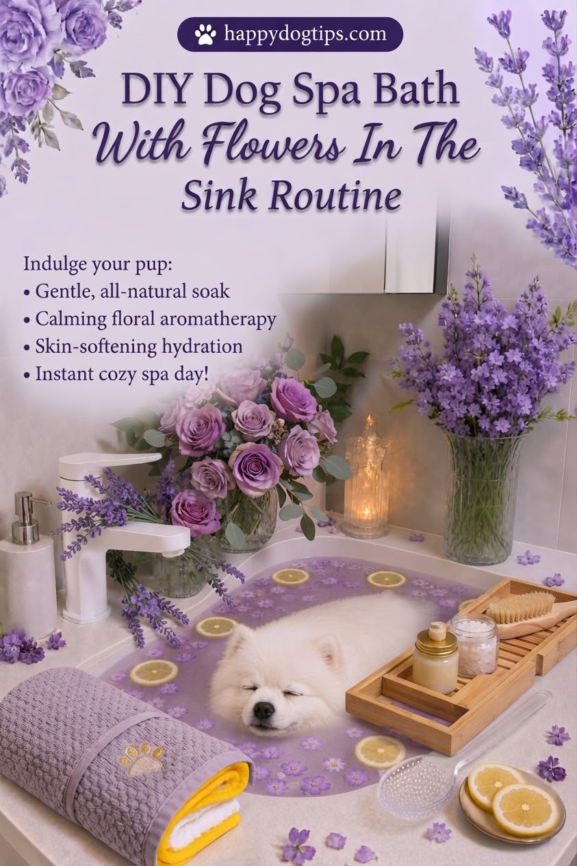 DIY Dog Spa Bath With Flowers In The Sink Routine