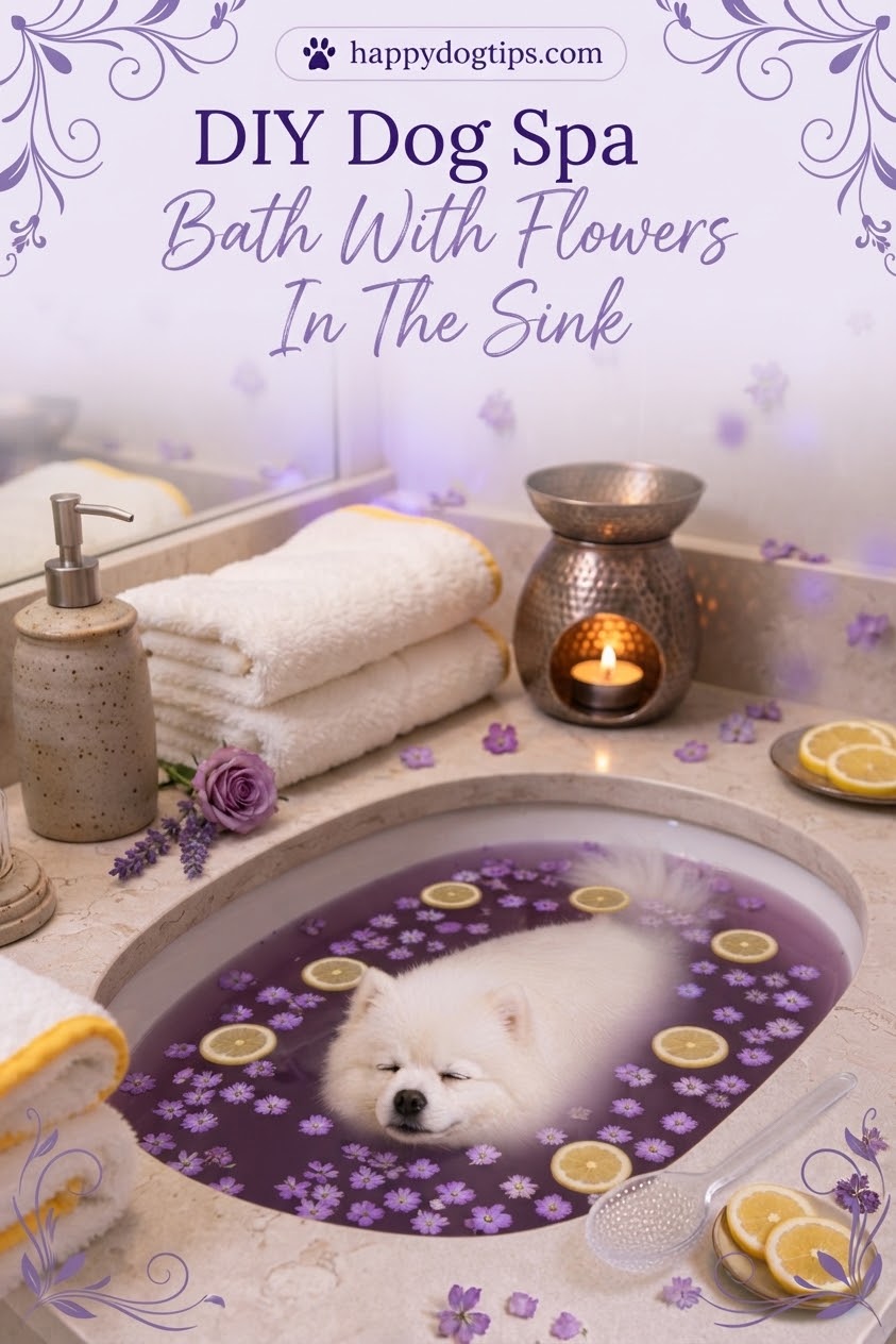 DIY Dog Spa Bath With Flowers In The Sink