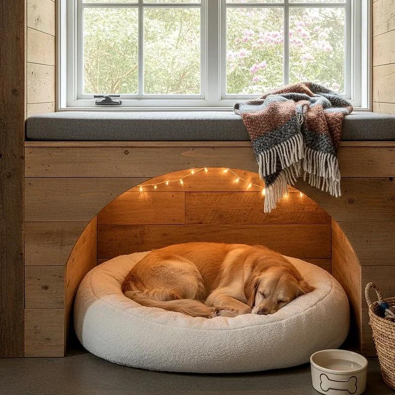 Quiet corner with resting senior dog