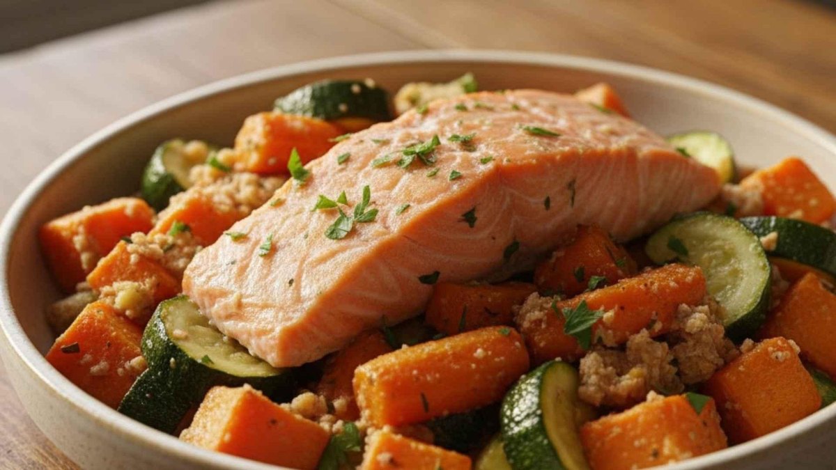Salmon sweet potato kidney dog meal