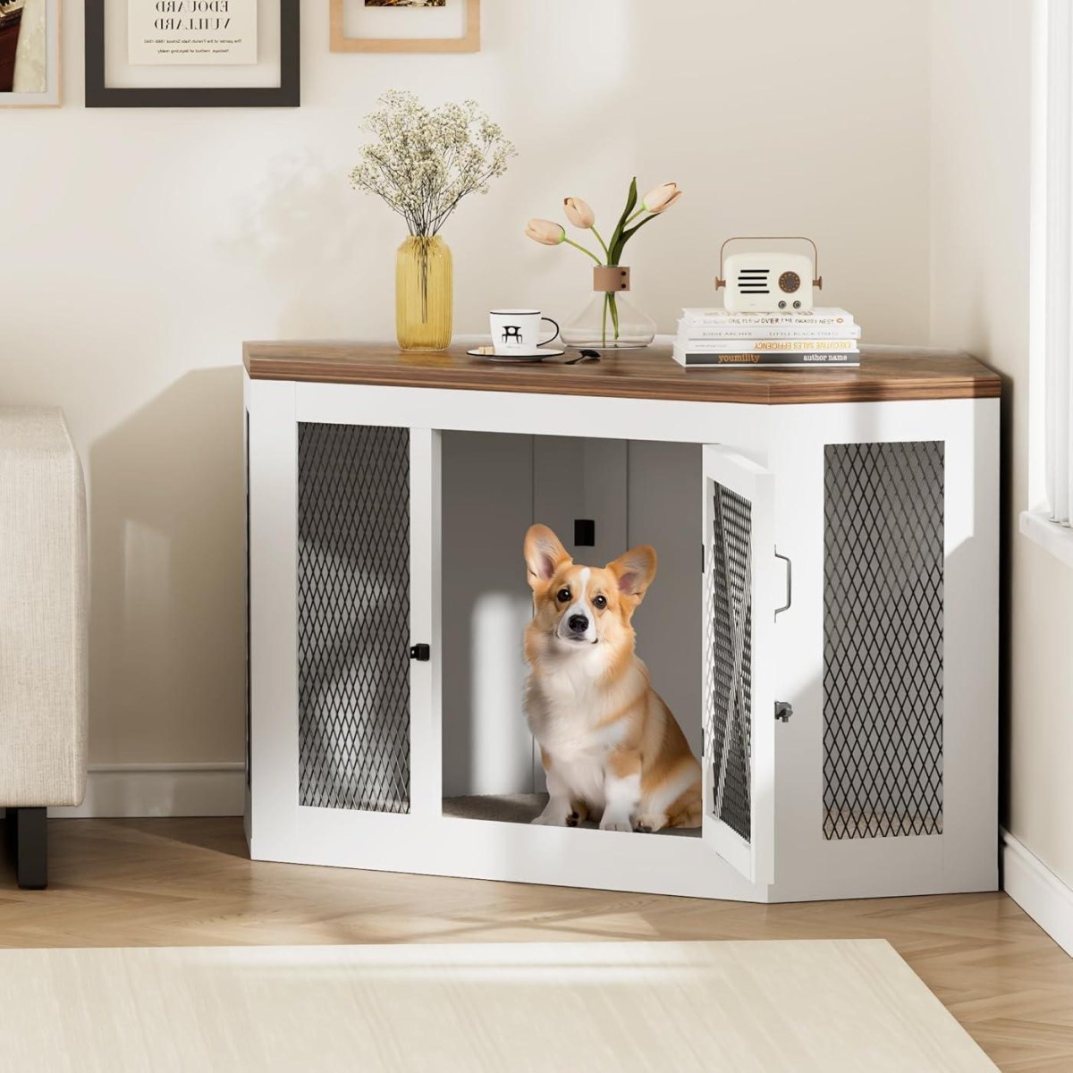 Small apartment dog crate furniture
