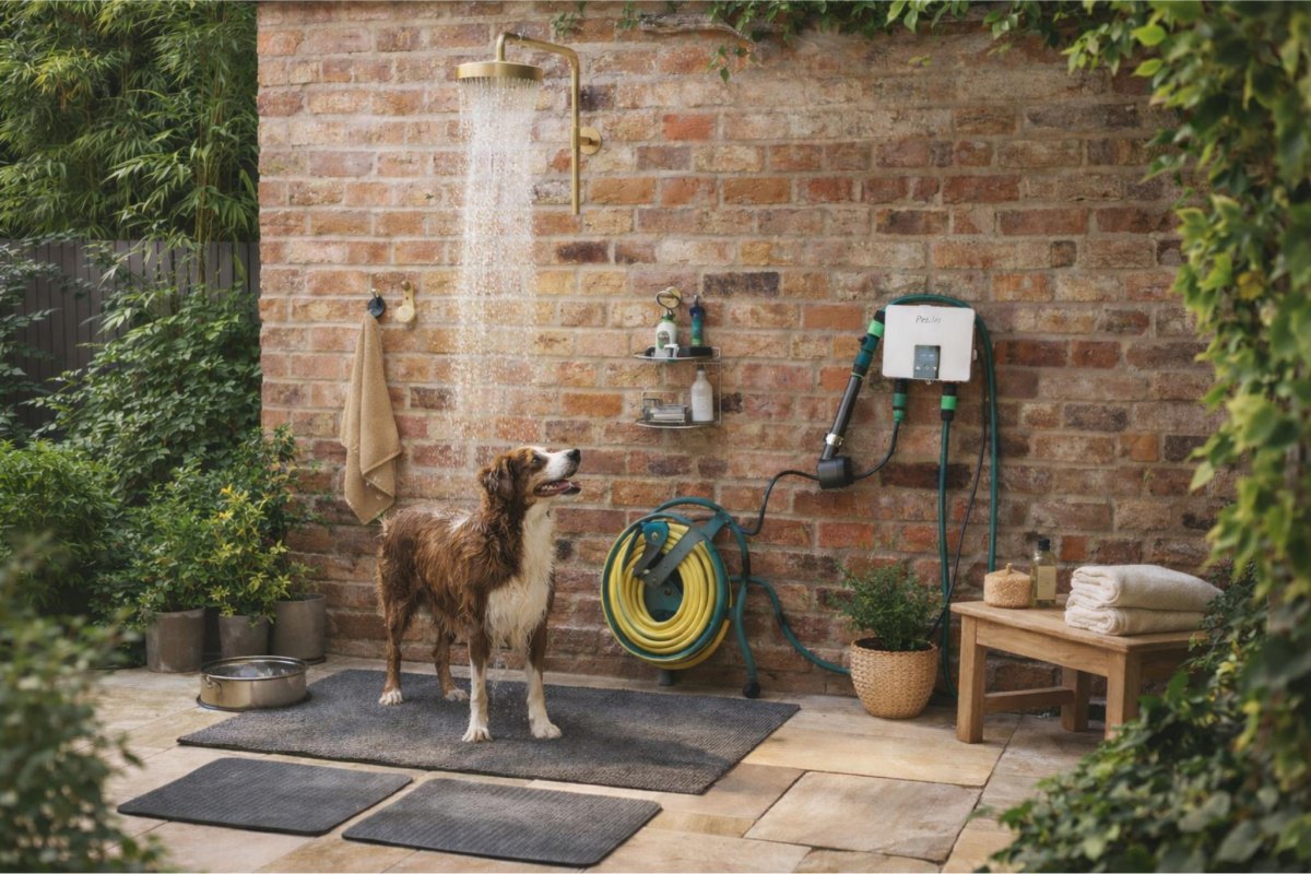 Wall mounted outdoor dog shower