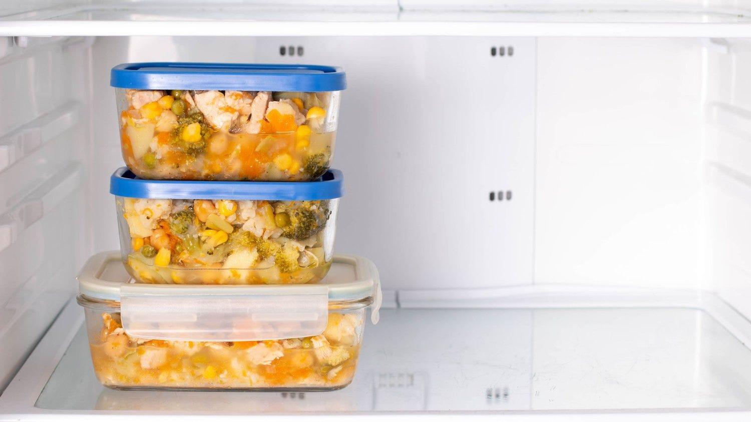 Stored homemade dog food containers
