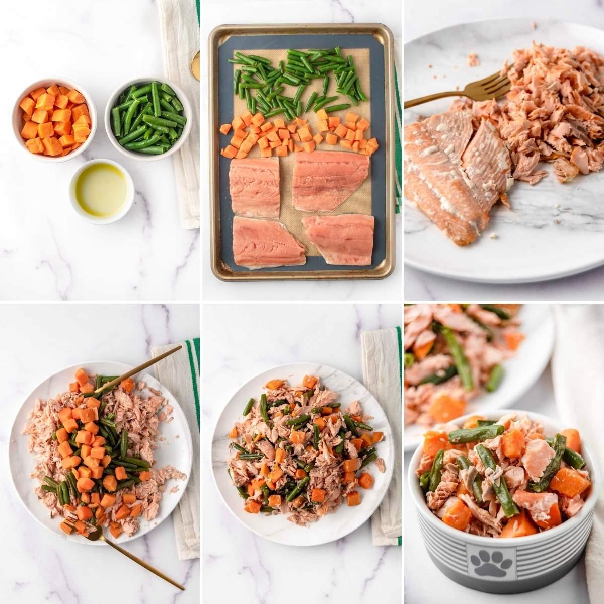 Sweet potato and salmon dog food with green beans