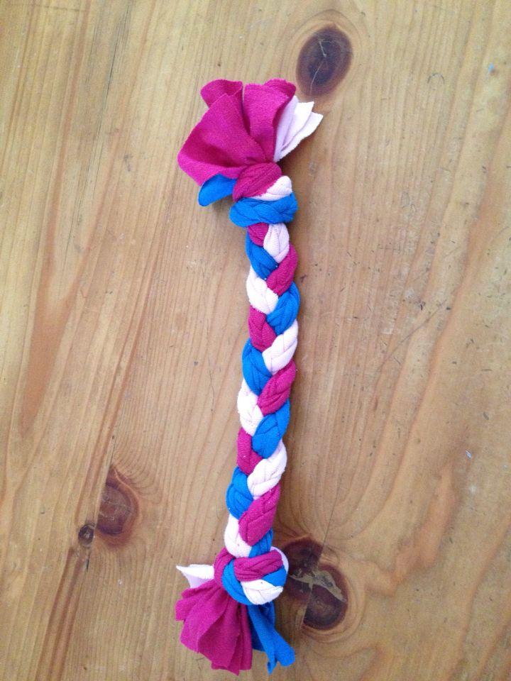 Three strand rope pull toy