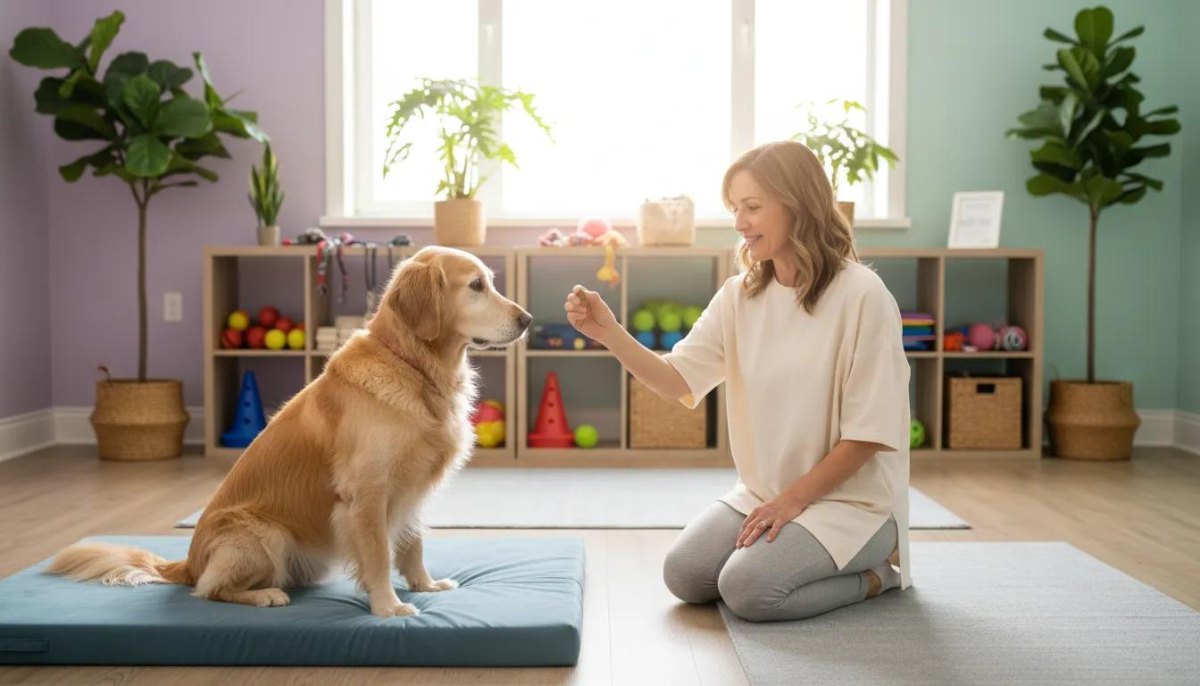 Senior dog doing gentle brain game