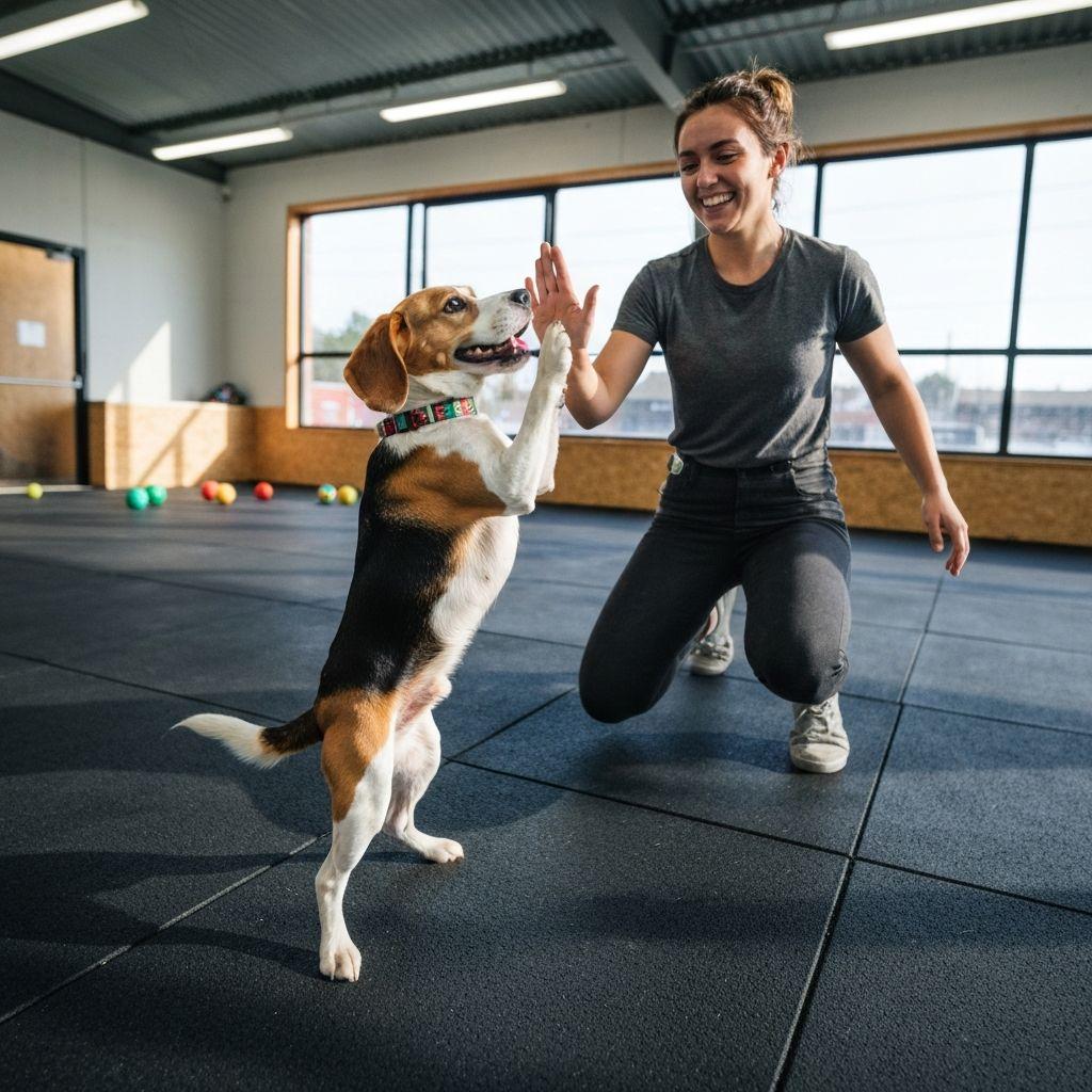 Dog learning new trick