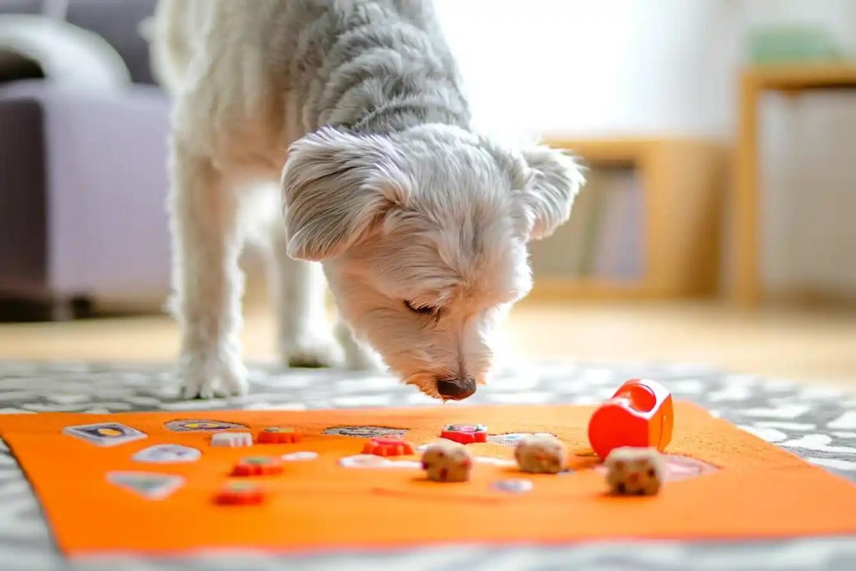 Puppy finding treasure treats