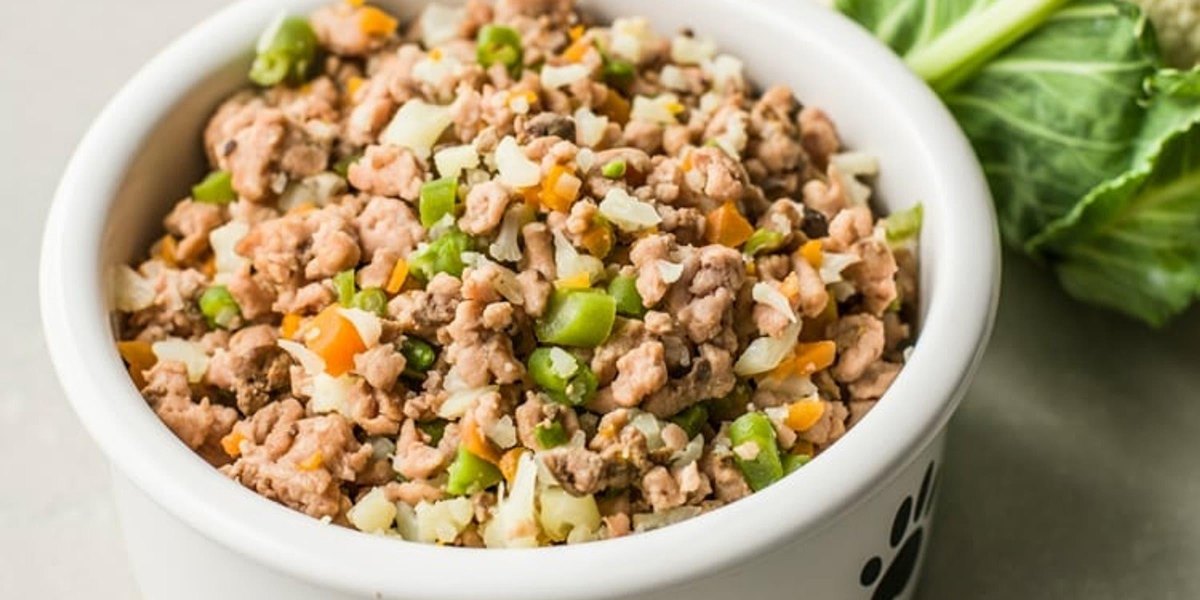 Turkey vegetable dog food bowl